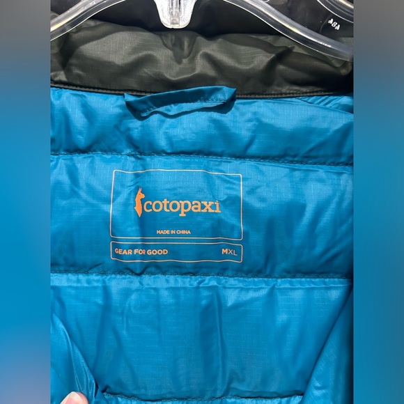 Cotopaxi Men's XL Fuego Down Vest Green Blue Woods Stripes NWT Puffy Puff Puffer - Picture 5 of 15